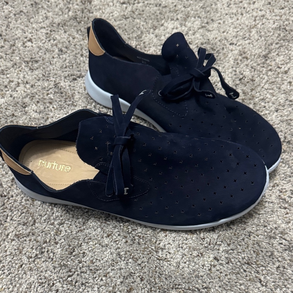 Nurture by Lamaze Navy Slip-On Sneakers with Tan Heel Accent